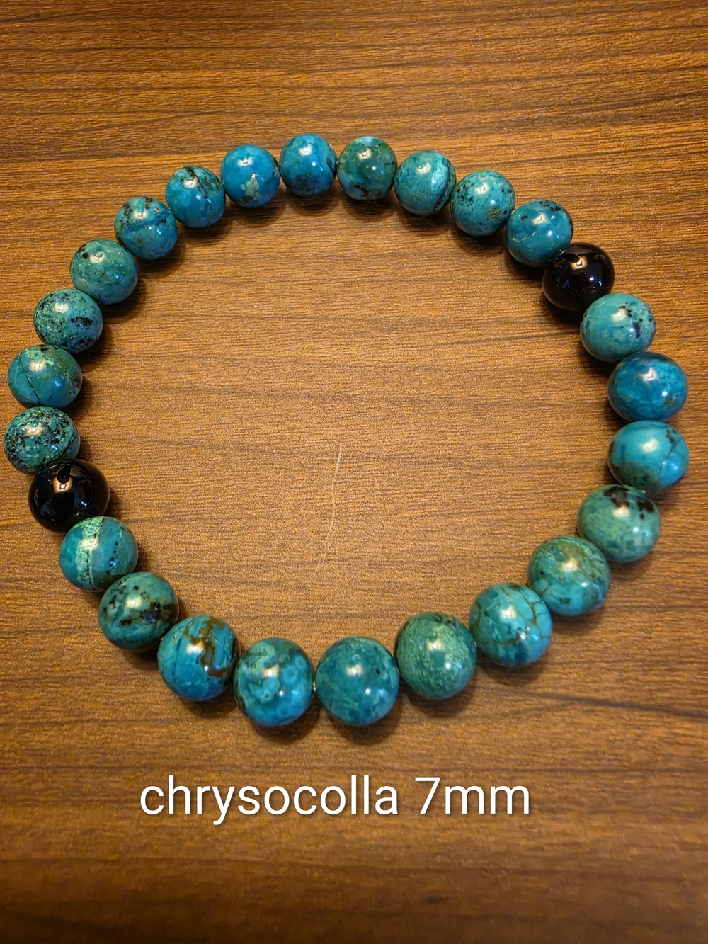 Chrysocolla 7mm Beaded Stretch Bracelet - Turquoise